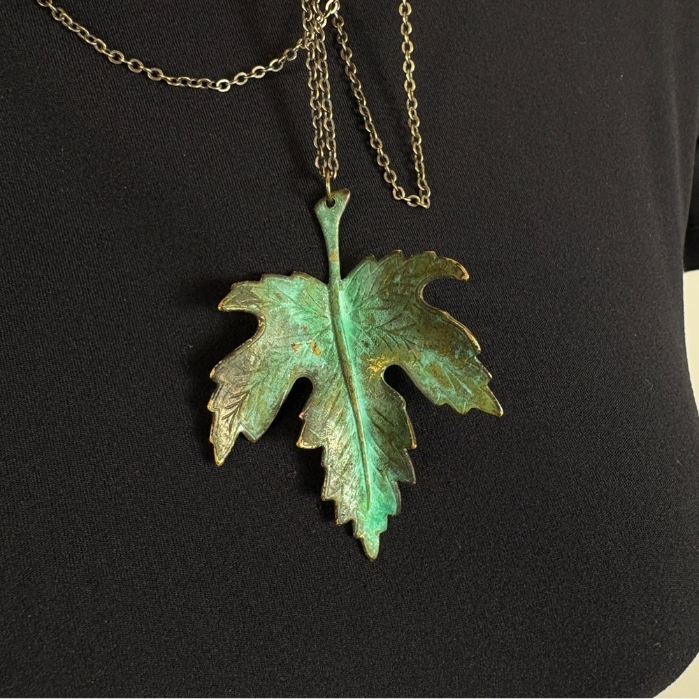 Curious Oddities Artisan Electroplated Copper Leaf Pendant Necklace